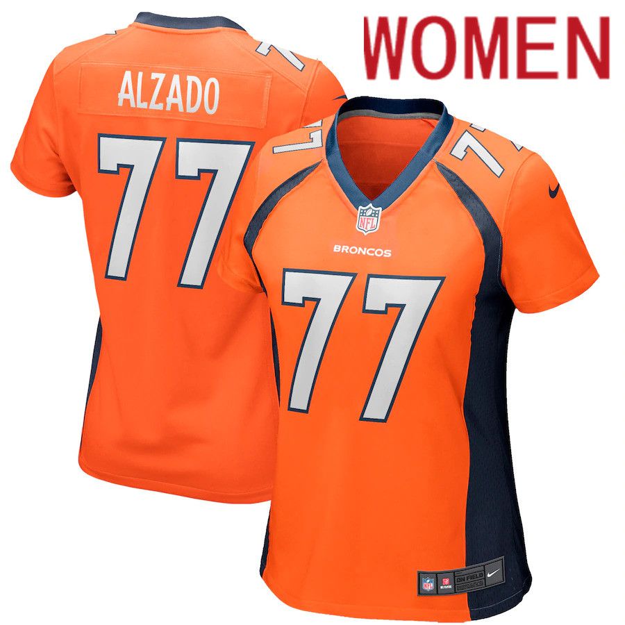 Women Denver Broncos 77 Lyle Alzado Nike Orange Game Retired Player NFL Jersey